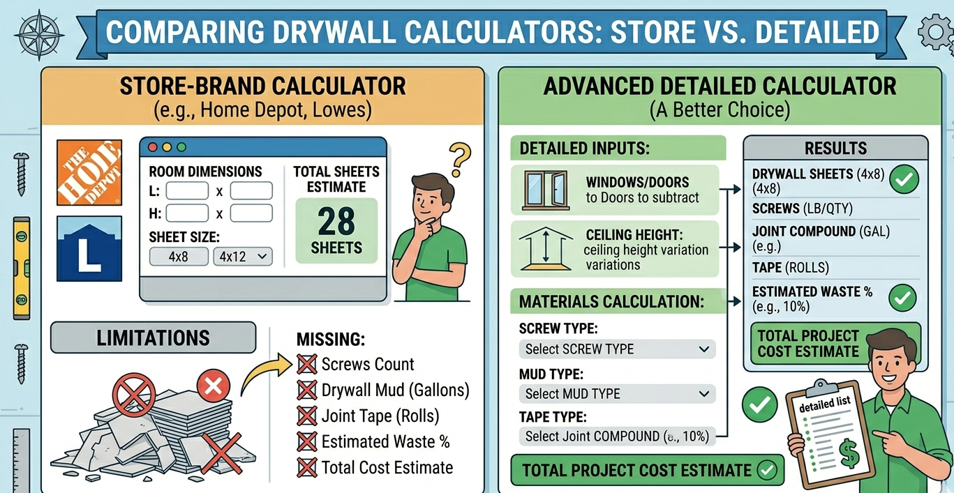 drywall calculator home depot and lowes